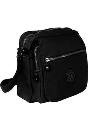 Bag Street Umhängetasche Damenhandtasche Umhängetasche (Umhängetasche), Umhängetasche Nylon, schwarz ca. 20cm x ca. 22cm schwarz