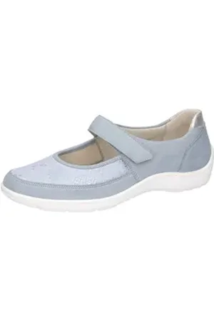 Waldläufer Waldläufer HENNI Riemchenballerina, Halbschuh, Komfortschuh, Klettschuh in Weite H (sehr weit) blau|silberfarben 36 EU