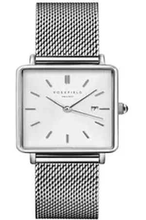 ROSEFIELD Quarzuhr Damenuhr Boxy Silber eckig Mesh QWSS-Q02 silberfarben
