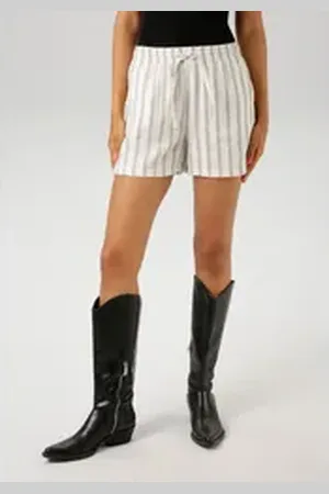 Aniston Shorts mit Glitzerfäden verzierte Streifen - NEUE KOLLEKTION beige|schwarz|silberfarben 42