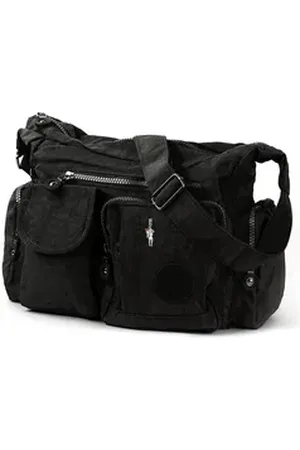 Bag Street Schultertasche Damenhandtasche Schultertasche (Schultertasche), Schultertasche Nylon, schwarz ca. 32cm x ca. 20cm schwarz