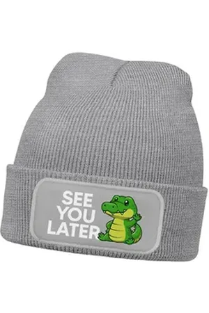 MoonWorks Bommelmütze Wintermütze Kinder Beanie für Mädchen mit Patch Aufdruck Spruch grau