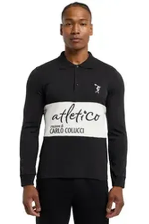 Carlo Colucci Langarm-Poloshirt Domenici schwarz XL