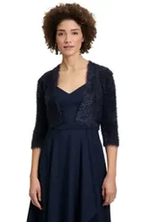 Vera Mont Strickjacke Strickbolero mit Struktur (1-tlg) Struktur blau M