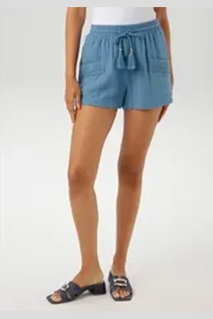Aniston Shorts mit Häkel-Applikationen verziert - NEUE KOLLEKTION blau 40