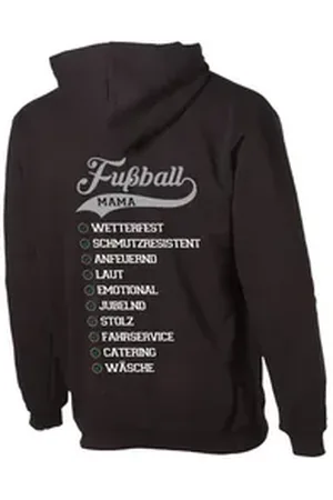 G-graphics Hoodie Eigenschaften einer Fussball-Mama mit trendigem Rückenprint mit Spruch schwarz|silberfarben 3XL