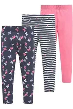 Kidsworld Leggings 3er Pack Leggings für kleine Mädchen (Packung, 3-tlg., 3er-Pack) mit unterschiedlichen Mustern und Farben blau|bunt 116/122