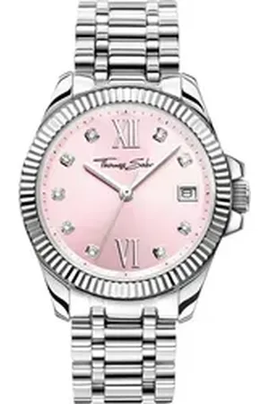Thomas Sabo Quarzuhr DIVINE WA0401-201-204-33 MM, Armbanduhr, Damenuhr, Datum, Mineralglas mit Saphirbeschichtung silberfarben