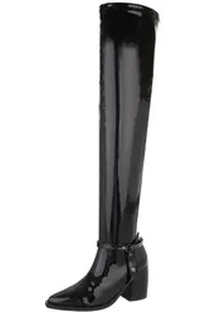 Ital-Design Damen Party & Clubwear Overkneestiefel (88671789) Blockabsatz Stiefel in Schwarz schwarz 36 EU