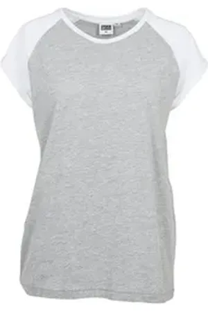 Urban classics Kurzarmshirt Damen Ladies Contrast Raglan Tee (1-tlg) grau 4XL