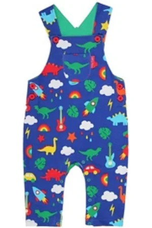 Toby Tiger Latzhose Latzhose mit Dino und Auto Print blau 104