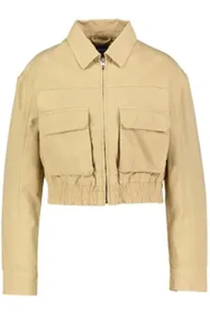 HUGO BOSS Blouson Damen Jacke aus Baumwoll-Canvas ADANA Cropped Fit (1-St) beige 40