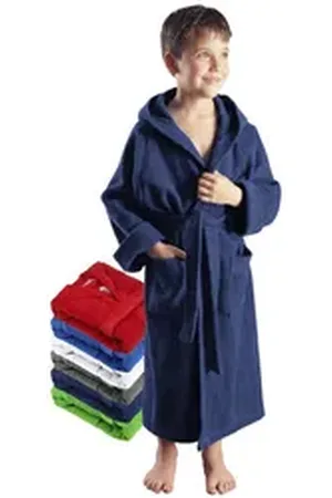 Arus Kinderbademantel für Jungen und Mädchen, mit Kapuze, 100% Baumwolle, mit zwei Taschen, farbenfroh blau 140