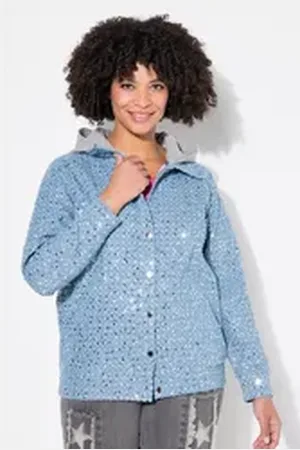 Angel of Style Angel of Style Sweatjacke Sweatjacke mit Kapuze vorne Denimoptik Pailletten grau 52