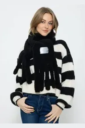 SASSYCLASSY Schal Damen Teddyfell-Schal, Warm & Flauschig Damen Schal schwarz