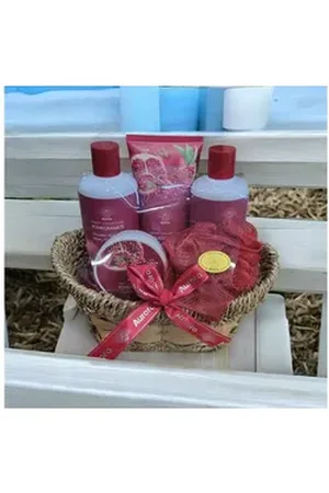 Aurora Pflege-Geschenkset 5 tlg.Geschenkset für Damenkosmetik im Korb Granatapfel