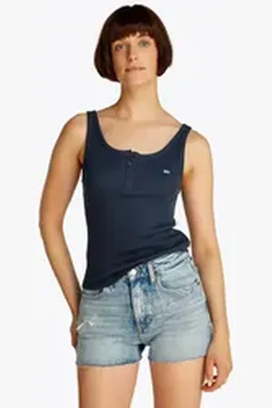Tommy Hilfiger Tanktop TJW SLIM BUTTON TANK mit Knopf blau XS (34)