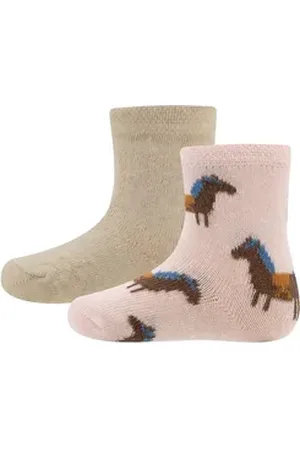 Ewers Socken Socken 2er Pack GOTS Pferde/Uni (2-Paar) beige|rosa 18-19