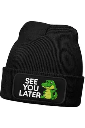 MoonWorks Bommelmütze Wintermütze Kinder Beanie für Mädchen mit Patch Aufdruck Spruch schwarz