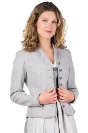 SPIETH & WENSKY Trachtenjanker Walkjacke Damen - FORNACH - hellgrau grau 42