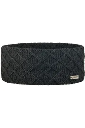 ARECO Stirnband Stirnband Gitter-Muster Fleeceband innen grau
