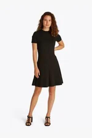 Tommy Hilfiger A-Linien-Kleid MODERN F&F KNEE DRESS in Knielänge schwarz XL (42)