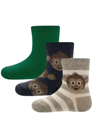 Ewers Socken Socken 3er Pack Äffchen (3-Paar) beige|blau|braun 16-17