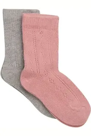 Minymo Socken Socks Pointelle (2-pack) grau 19-22