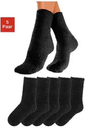 Lavana Kuschelsocken (Packung, 5-Paar) ideal als Hausschuhersatz schwarz 39-42