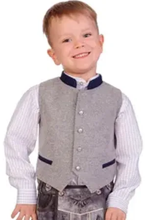Isar Trachtenjacke Kinderweste - LEANDER - grau/blau blau|grau 116