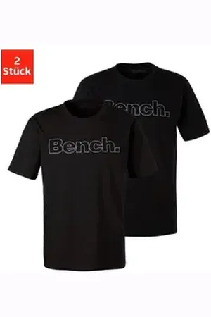 Bench T-Shirt (2-tlg) Shirt mit Logoprint, Basicshirt mit Rundhals aus reiner Baumwolle schwarz S