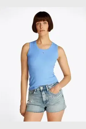 Tommy Hilfiger Tanktop TJW ESSENTIAL RIB TANK EXT mit Logostickerei blau XXL (44)