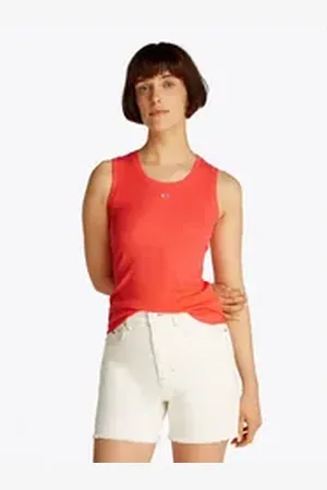 Tommy Hilfiger Tanktop TJW ESSENTIAL RIB TANK EXT mit Logostickerei orange XL (42)