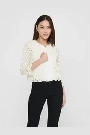 JACQUELINE DE YONG JDY Strickjacke JDYSUN 3/4 CROPPED CARDIGAN KNT NOOS beige L (40)