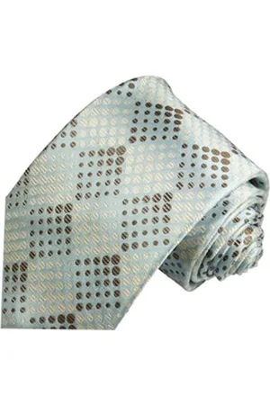 Paul Malone Krawatte Seidenkrawatte Herren Schlips kariert gepunktet 100% Seide Breit (8cm), blau braun beige 993 blau normal | 8 cm x 150 cm