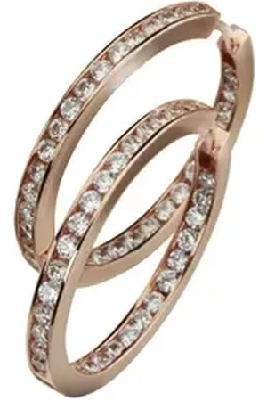 CELESTA Paar Creolen 925 Sterling Silber rosévergoldet Zirkonia rot