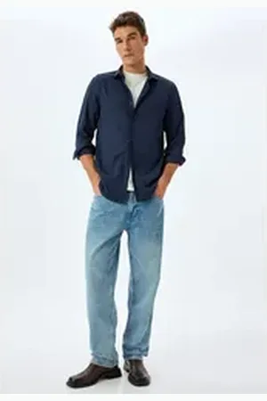 Koton Straight-Jeans Normale Leibhöhe Vintage Straight blau 33/32