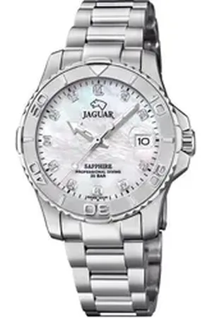 Jaguar Quarzuhr Executive Diver J870/1, Armbanduhr, Damenuhr, Saphirglas, Swiss Made, Edelstahlarmband silberfarben