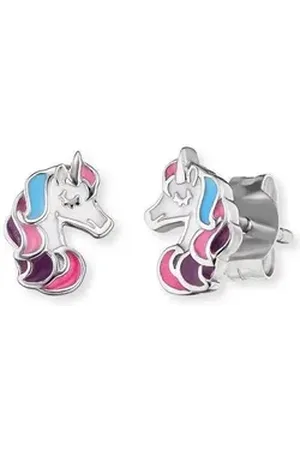 HERZENGEL Paar Ohrstecker Einhorn, HEE-UNICORN01-ST, mit Emaille blau|lila|rosa|silberfarben