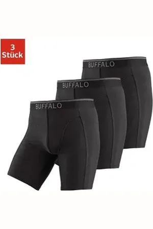 Buffalo Boxer Boxershorts für Herren (Packung, 3-St) in langer Form ideal auch für Sport und Trekking schwarz XL