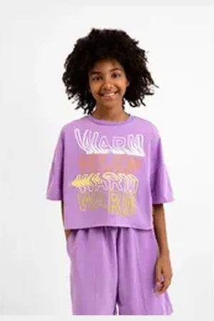 Gulliver T-Shirt mit trendigen Prints auf Front und Rückseite lila 158