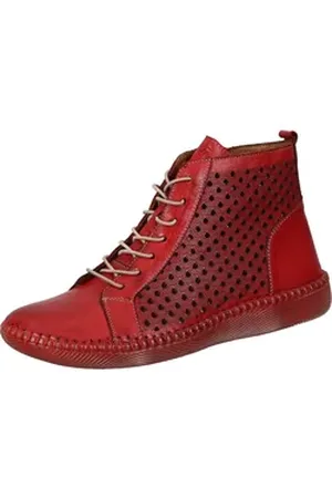 Manitu Stiefeletten Schnürstiefelette aus echtem Leder rot 36 EU