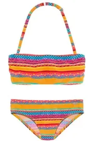 Buffalo Bandeau-Bikini Lux Kids mit abstraktem Druck gelb 146/152