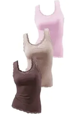 H.I.S H.I.S Spitzentop aus Feinripp (3er-Pack) aus weicher Baumwoll-Qualität braun|bunt 40/42
