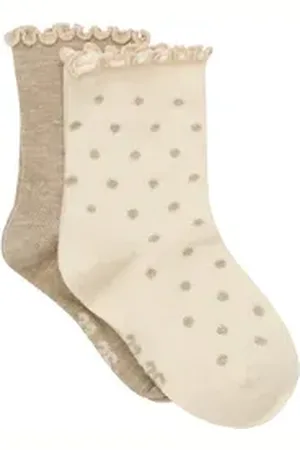 Minymo Socken Socks with Lettuce Hem (2-Pack) braun 15-18 Monate