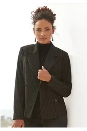 Lascana Kurzblazer mit doppelreihigem Knopfverschluss, Damenblazer, sportlich-elegant braun|schwarz 42