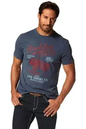 ARIZONA T-Shirt Kurzarm, melierte Optik, Rundhals, aus Baumwollmischung blau 4XL (68/70)
