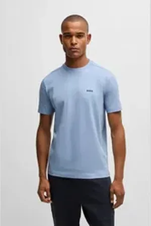 HUGO BOSS Rundhalsshirt Tee mit gummiertem Kontrast-Logo blau XL