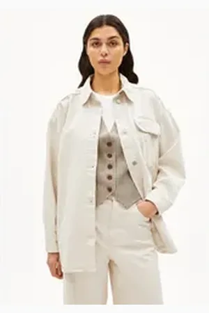 Armedangels Blouson TAALE Damen Overshirt aus recycelter Baumwolle (1-St) Oversized Fit beige L/XL