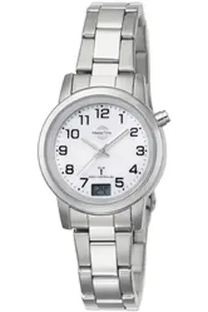 Master Time Funkuhr Basic MTLA-10301-12M, Armbanduhr, Quarzuhr, Damenuhr, Datum,Langzeitbatterie silberfarben
